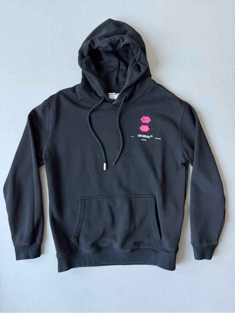 Off-White c/o Virgil Abloh Hoodie with Pink Hex Logo and White Scribble Back - Picture 1 of 9